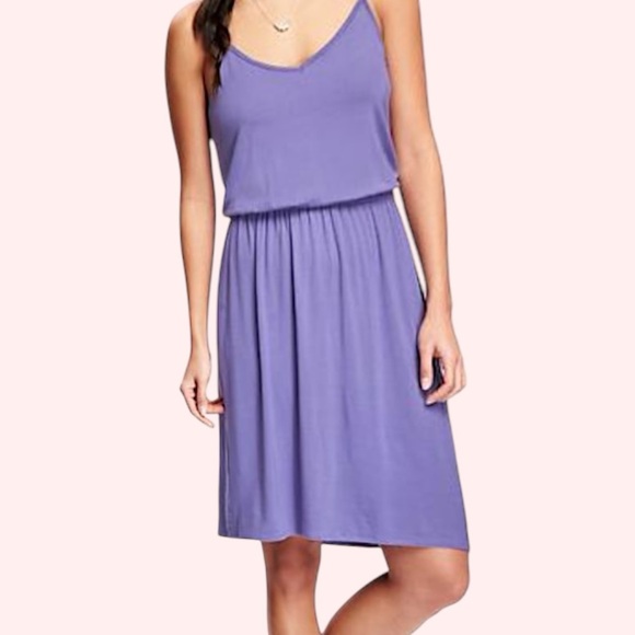 Old Navy Cami Racerback Midi Dress Cinch Elastic Waist Fit & Flare Violet Purple - Picture 3 of 10